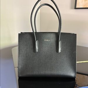 Furla Black Satchel with Structured Design
